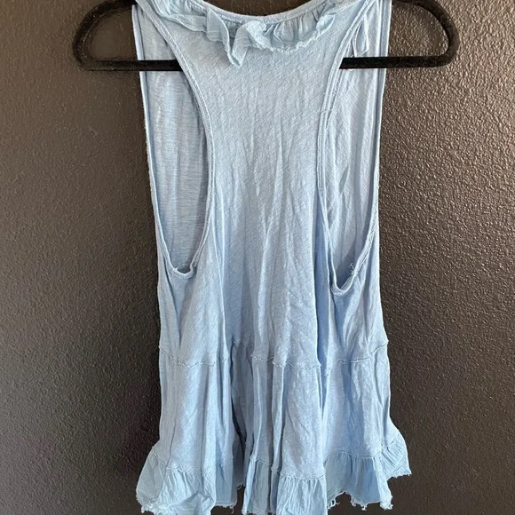 Free People Sky Blue Ruffled Tank Top - Picture 4 of 5